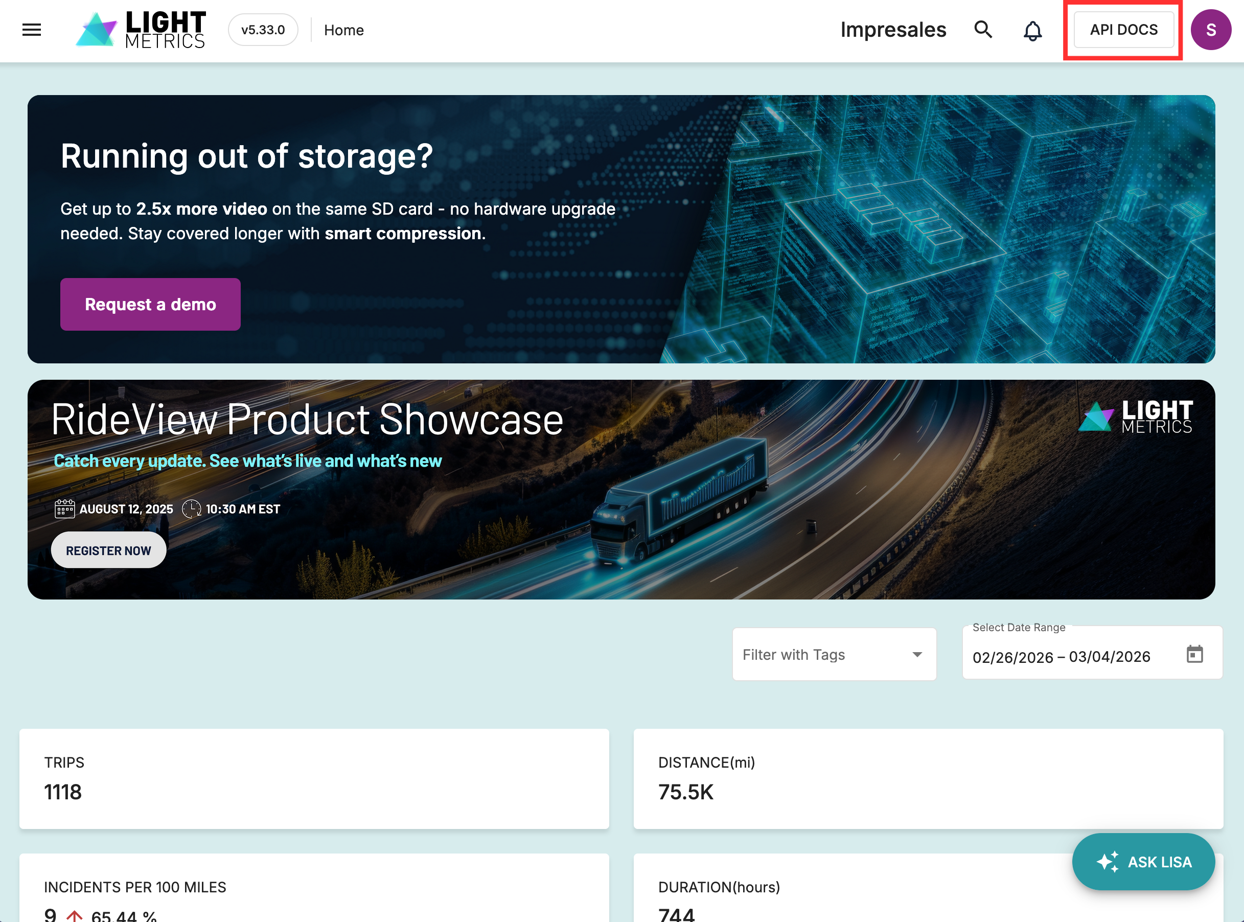 Step 2 - API DOCS button